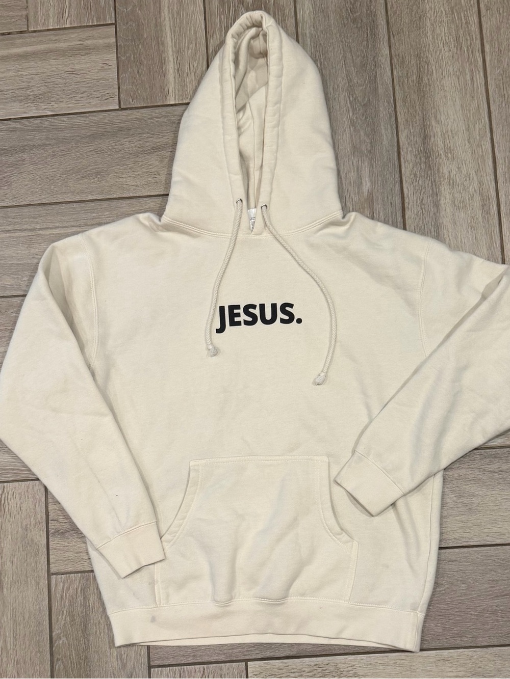 JESUS. Ivory Hooded Sweatshirt